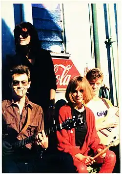 Left to right: Kimble Rendall, Johanna Pigott, Julie Anderson and Tim Gooding in Balmain, 1979