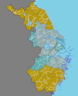 Yangtze River Delta Economic Region (in cyan)[1]