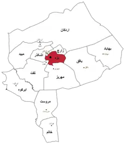 Location of Yazd County in Yazd province