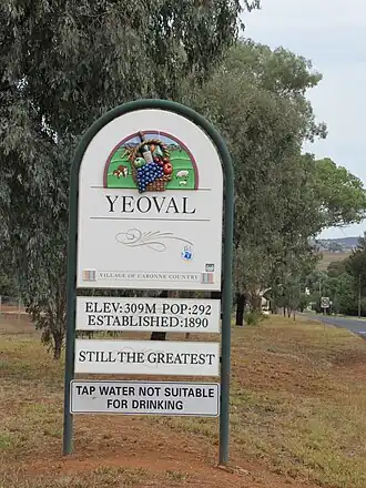 Yeoval entrance sign