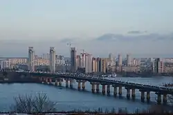 The Dnieper River passes through many cities — notably Kyiv, the capital of Ukraine. In Kyiv, more than seven bridges cross the river.