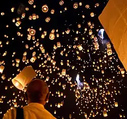 Yi Peng (Loi Krathong) festival in Tudongkasatan Lanna (Lanna Meditation Retreat Centre), Mae Jo Chiang Mai, Thailand