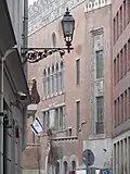 Proposed Yiddish flag flown outside a synagogue in Budapest