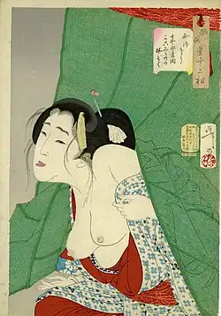 Design from Yoshitoshi's well-known series of beautiful women Fuzoku Sanjuniso (1888)
