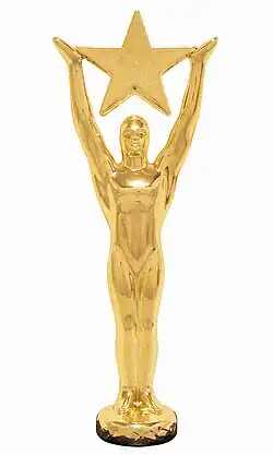 The Young Artist Award statuette, depicting a gilded figure of a man displaying a five-pointed star above its head.