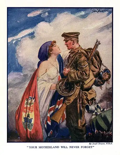 Image 76Your Motherland Will Never Forget, at and by Joseph Simpson (restored by Adam Cuerden) (from Wikipedia:Featured pictures/Artwork/Others)