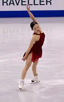 Yuna Aoki at the 2025 Skate Canada International
