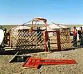 Placing of roof construction
