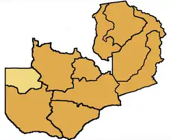 Map of the Diocese of Mongu, Zambia