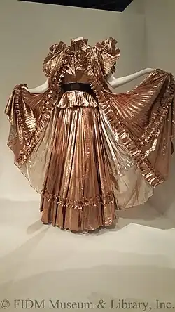 Synthetic gold lamé evening ensemble