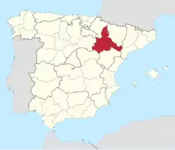 Map of Spain with Zaragoza highlighted