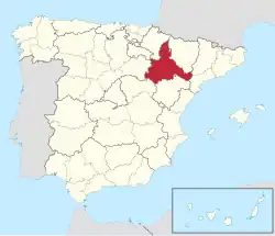 Map of Spain with Province of Zaragoza highlighted