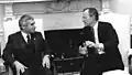 First elected Bulgarian president Zhelev meets with George H.W. Bush in 1990