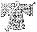 Ryukyu clothing called jin (衣) which covers the upper body. Illustration from the Zhongshan chuanxin lu, 1721.