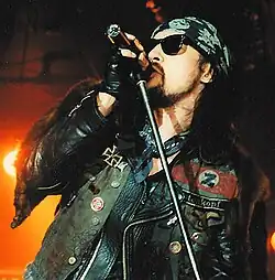 Zodiac Mindwarp on stage at L'Amour in Brooklyn, New York, c. 1989