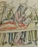 Joseph raises the man on the stretcher from the dead.