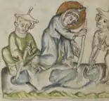 Together with other children, Jesus is catching fish on Sabbath.