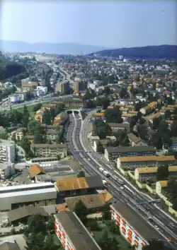 Aerial photography of the road leading into the Schöneich Tunnel