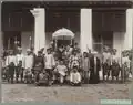 Image 134Photo of Sultan Ahmad Muʽazzam and his courtiers. Many years after the precolonial period. c. 1900. (from History of Malaysia)