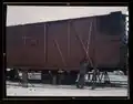 A boxcar being painted on the RIP tracks at Proviso yard, Chicago