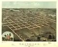 Tecumseh, Lenawee County, Michigan, 1868; drawn by A. Ruger, published by E.S. Glover (Eli Sheldon), Chicago Lithographing Co.