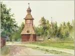 The old church's bell tower, 1897 sketch.