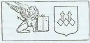 Sketch of the Crispo coat of arms, with the Lion of St. Mark, a sign of Venetian authority.