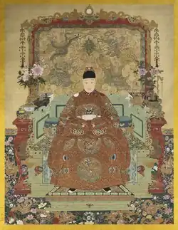A portrait of the Tianqi Emperor seated on his throne