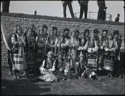 A group of male and female Ukrainian Canadians wearing cultural clothing.