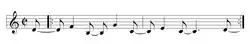 Changüí offbeat guajeo written in cut-time. ()