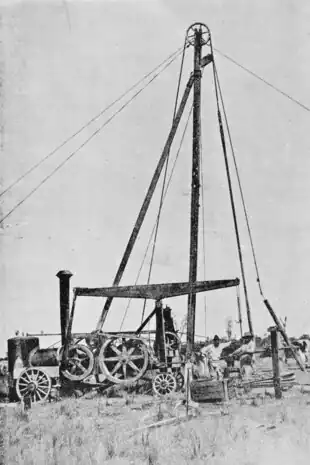 Sinking an artesian bore on Saxby Downs Station, circa 1893