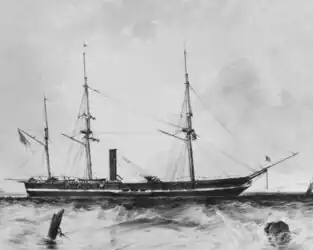 Matthew C. Perry's paddle frigate USS&nbsp;Mississippi, part of the Black Ships expedition to Japan (1853–1854)