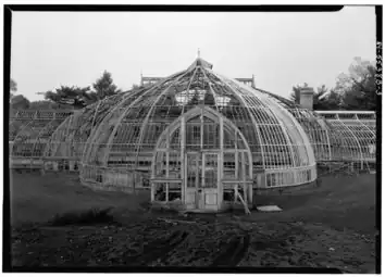 Detail of the central pavilion of the greenhouse at Lyndhurst, Jay Gould's estate in Tarrytown, New York (1971)