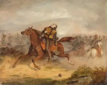 The Charger of Captain Nolan Bearing Back his Dead Master to the British Lines by Thomas Jones Barker
