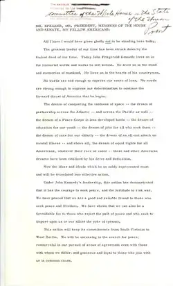 Manuscript of the speech in the National Archives and Records Administration