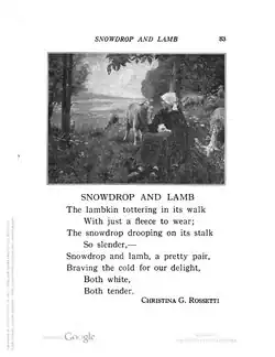 Page from book by Jennie Hall using painting by Laugée to illustrate a poem by Christina Rossetti