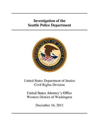 A 67-page report issued in 2011 about a U.S. Department of Justice investigation of the Seattle Police Department