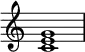 

{ \omit Score.TimeSignature \relative c' { <c e g>1 } }
