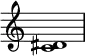 
{
\override Score.TimeSignature
#'stencil = ##f
    \relative c' {
        \time 4/4
        \set Score.tempoHideNote = ##t \tempo 1 = 20
        <c dis>1
    }
}
