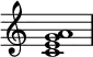 {
\override Score.TimeSignature
#'stencil = ##f
\relative c' {
\time 4/4
\set Score.tempoHideNote = ##t \tempo 1 = 20
<c e g a>1
}
}