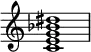 {
\override Score.TimeSignature
#'stencil = ##f
\relative c' {
\time 4/4
\set Score.tempoHideNote = ##t \tempo 1 = 20
<c e g bes dis>1
}
}