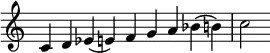  {
\override Score.TimeSignature #'stencil = ##f
\relative c' { 
  \clef treble \time 9/4
  c4 d es( e) f g a bes( b) c2
} }
