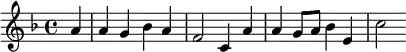 \header{ title = "RTBF International" }

% https://www.intervalsignals.net/sounds/bel-z-brt1_rvd_1977.mp3
\relative{
  \set Staff.midiInstrument = "electric piano 1"
  \key f \major \cadenzaOn
  \partial 4 a'4*5/6 \bar "|"
  a4 g4*7/6 bes4*5/6 a4*7/6 \bar "|" f2*7/8 c4 a' \bar "|"
  a g8*3/2[ a8] bes4*5/6 e,4*7/6 \bar "|" c'2
}
\midi{\tempo 4 = 78}
