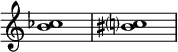 
{
\override Score.TimeSignature
#'stencil = ##f
    \relative c'' {
        \time 4/4
        \set Score.tempoHideNote = ##t \tempo 1 = 20
        <b ces>1 <bis c?>
    }
}
