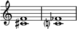 {
\override Score.TimeSignature
#'stencil = ##f
\relative c' {
\time 4/4
\set Score.tempoHideNote = ##t \tempo 1 = 20
<cis f>1 <c? fes>
}
}