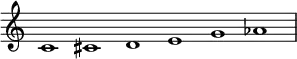 {
\override Score.TimeSignature
#'stencil = ##f
    \relative c' {
        \time 24/4
        \set Score.tempoHideNote = ##t \tempo 1 = 160
        c1 cis d e g aes
    }
}