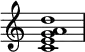 {
\override Score.TimeSignature
#'stencil = ##f
\relative c' {
\time 4/4
\set Score.tempoHideNote = ##t \tempo 1 = 20
<c e g a d>1
}
}