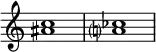 
{
\override Score.TimeSignature
#'stencil = ##f
    \relative c'' {
        \time 4/4
        \set Score.tempoHideNote = ##t \tempo 1 = 20
        <ais c>1 <a? ces>
    }
}

