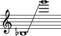 
    {
      \new Staff \with { \remove "Time_signature_engraver" }
      \clef treble \key c \major \cadenzaOn
      bes1 \glissando g'''1
    }
  