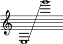
{
    \new Staff \with { \omit Score.TimeSignature }
    \key c \major \cadenzaOn
    \clef treble e1 \glissando s g'''
}
